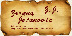 Zorana Jotanović vizit kartica